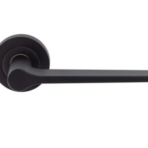 Velino Door Handles On Round Rose, Matt Black (Sold In Pairs)