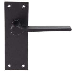 Velino Door Handles On Slim Backplate, Matt Black (Sold In Pairs)