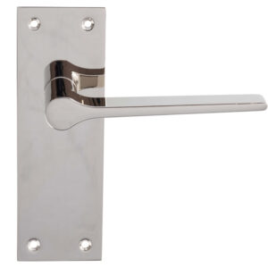 Velino Door Handles On Slim Backplate, Polished Nickel (Sold In Pairs)