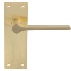 Velino Door Handles On Slim Backplate, Satin Brass (Sold In Pairs)