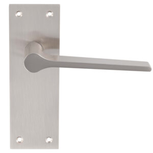 Velino Door Handles On Slim Backplate, Satin Nickel (Sold In Pairs)