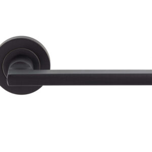 Trentino Door Handles On Round Rose, Matt Black (Sold In Pairs)