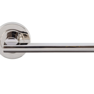 Trentino Door Handles On Round Rose, Polished Nickel (Sold In Pairs)