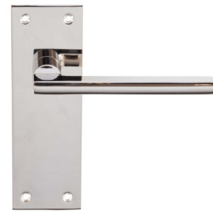 Trentino Door Handles On Slim Backplate, Polished Nickel (Sold In Pairs)