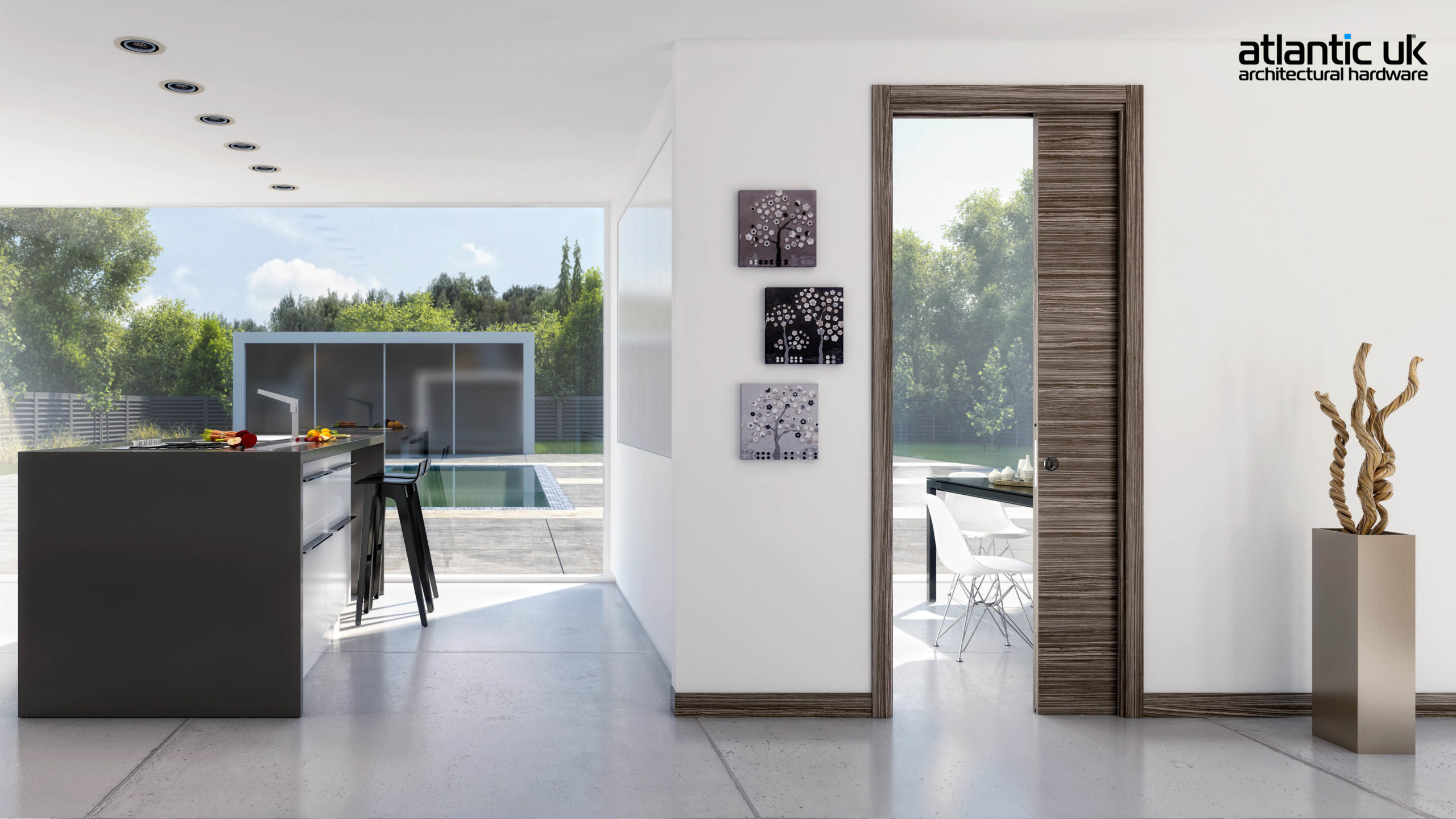 Ermetika EvoKit Pocket Door System 610x1981 Door 125mm WT - Raw Wood