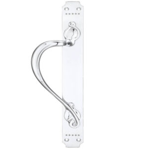 Fulton & Bray Left Or Right Handed Cast Brass Pull Handle With Art Nouveau Backplate, Polished Chrome