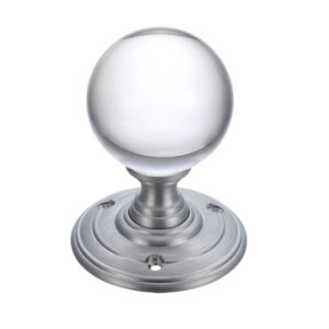 Zoo Hardware Fulton & Bray Clear Glass Ball Mortice Door Knobs, Satin Chrome - (Sold In Pairs)