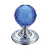 Zoo Hardware Fulton & Bray Facetted Blue Glass Ball Mortice Door Knobs, Polished Chrome - (Sold In Pairs)