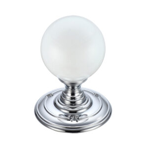 Zoo Hardware Fulton & Bray Frosted Glass Ball Mortice Door Knobs, Polished Chrome - (Sold In Pairs)