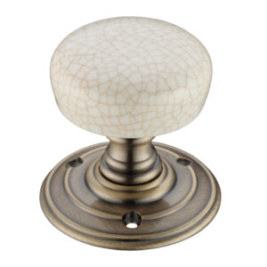 Zoo Hardware Fulton &Amp; Bray Ivory Crackle Glaze Porcelain Door Knobs, Florentine Bronze (Sold In Pairs)