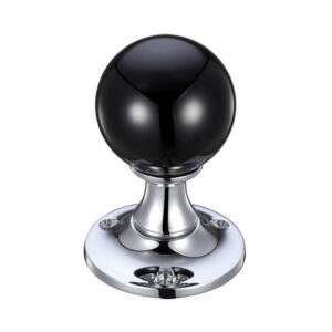 Zoo Hardware Fulton & Bray Black Glass Ball Mortice Door Knobs, Polished Chrome - (Sold In Pairs)