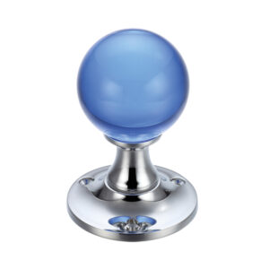 Zoo Hardware Fulton & Bray Blue Glass Ball Mortice Door Knobs, Polished Chrome (Sold In Pairs)