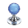 Zoo Hardware Fulton & Bray Facetted Blue Glass Ball Mortice Door Knobs, Polished Chrome - (Sold In Pairs)