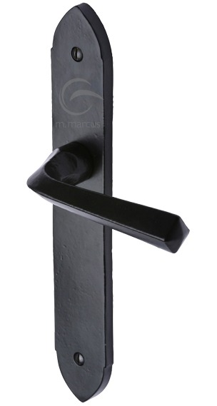 M Marcus Grafton Door Handles, Smooth Black Iron (Sold In Pairs)