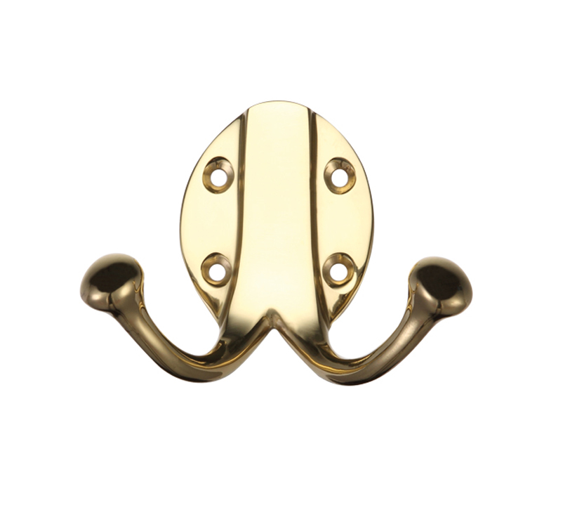 Zoo Hardware Fulton & Bray Double Robe Hook, Polished Brass