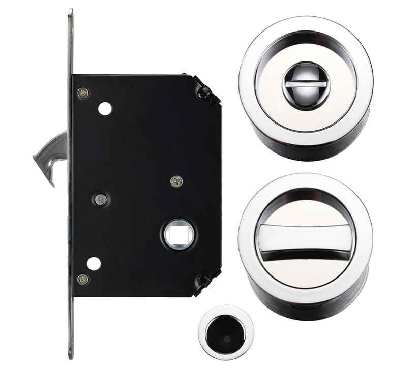 Zoo Hardware Fulton & Bray Sliding Door Lock Set (Suitable For 35-45Mm Thick Doors), Polished Chrome