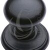 M Marcus Round Centre Door Knob (80Mm Dia Rose), Smooth Black Iron