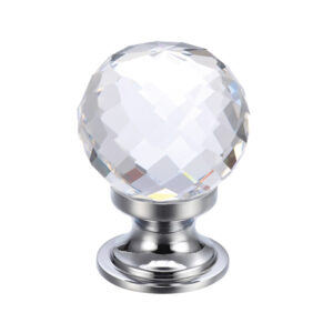 Zoo Hardware Fulton & Bray Clear Facetted Glass Ball Cupboard Knobs (25Mm Or 30Mm), Polished Chrome Base