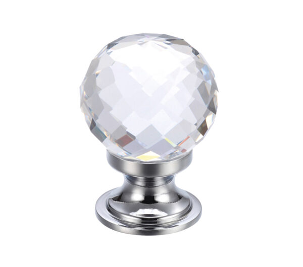 Zoo Hardware Fulton & Bray Clear Facetted Glass Ball Cupboard Knobs (25Mm Or 30Mm), Polished Chrome Base