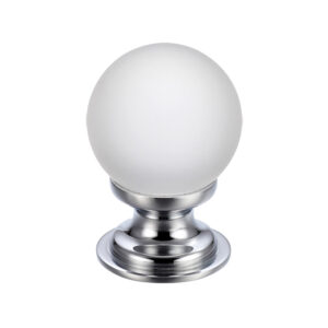 Zoo Hardware Fulton & Bray Frosted Glass Ball Cupboard Knobs (25Mm Or 30Mm), Polished Chrome Base