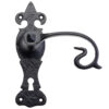 Zoo Hardware Foxcote Foundries Fleur De Lys Door Handles On Backplate, Black Antique (Sold In Pairs)