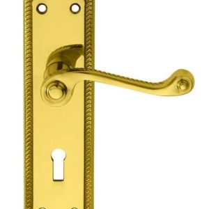 Carlisle Brass FG27 Georgian Lever On Shaped Backplate - Lock 57mm C/C Polished Brass