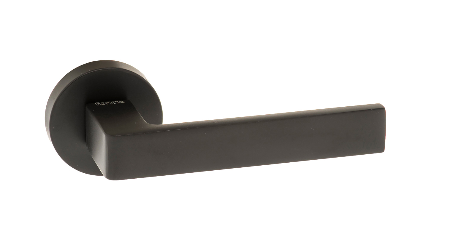 Forme Asti Lever Door Handle on Minimal Round Rose - Matt Black