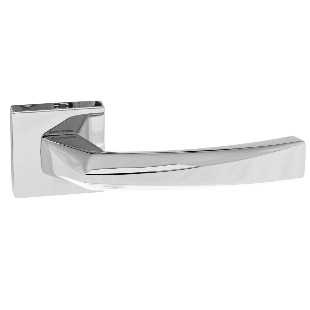 Forme Crystal Lever Door Handle on Minimal Square Rose - Polished Chrome