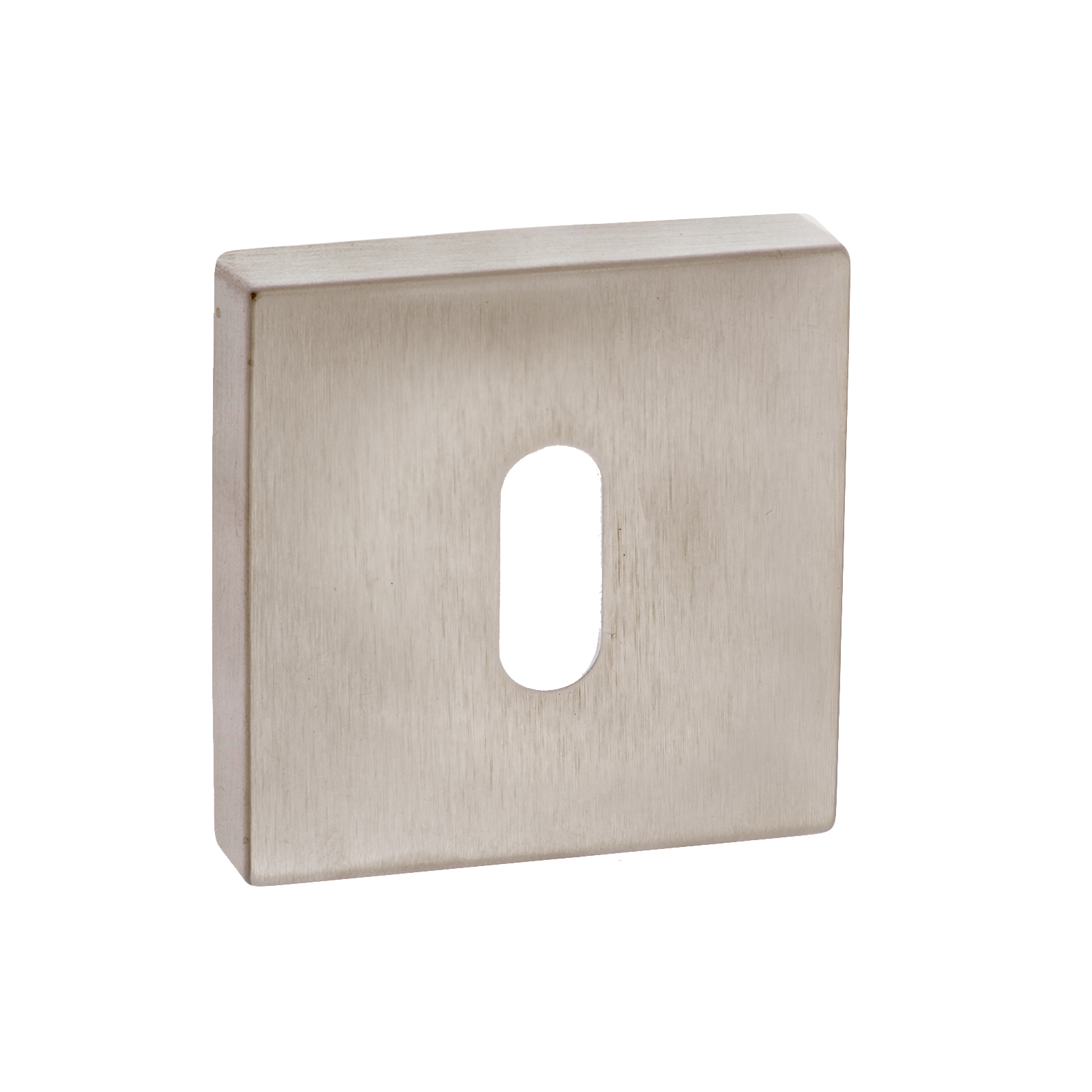 Forme Key Escutcheons on Minimal Square Rose - Satin Nickel