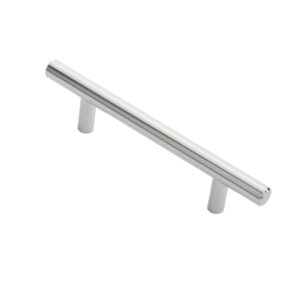 Fingertip Steel T Bar Cabinet Handle (Multiple Sizes), Polished Chrome