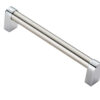 Fingertip Bauhaus Cabinet Pull Handle (160Mm Or 320Mm C/C), Satin Nickel & Polished Chrome