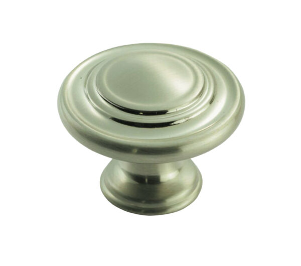 Fingertip Traditional Pattern Cupboard Knob, Satin Nickel