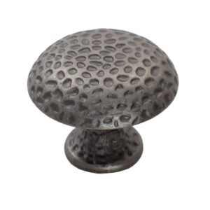 Fingertip Hammered Finish Cupboard Knob, Antique Steel