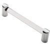 Fingertip Clear Acrylic Bar Cabinet Pull Handle (128Mm Or 160Mm C/C), Polished Chrome Ends