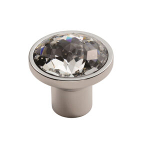 Fingertip Round Crystal Cupboard Knob (34Mm Diameter), Polished Chrome