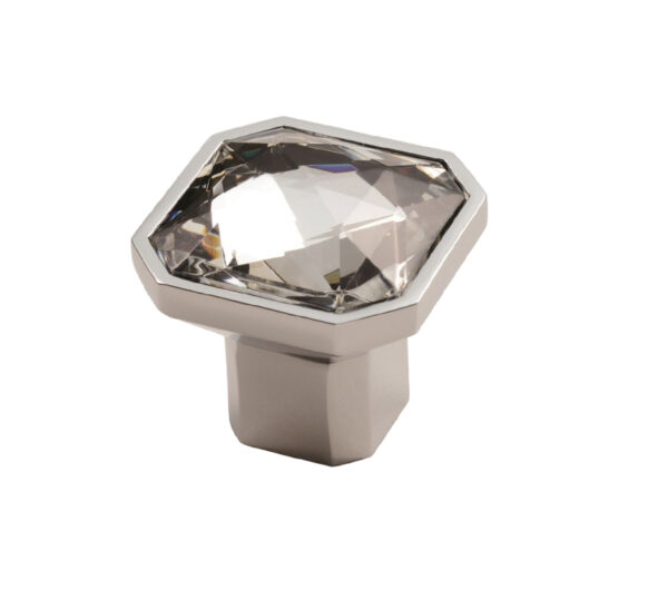 Fingertip Square Crystal Cupboard Knob (32Mm X 32Mm Or 38Mm X 38Mm), Polished Chrome