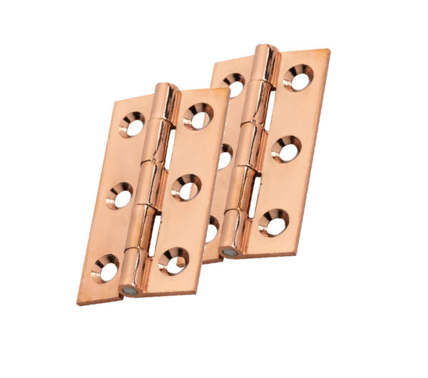 Fingertip Cabinet Hinges (50Mm X 28Mm Or 64Mm X 35Mm), Polished Copper (Sold In Pairs)