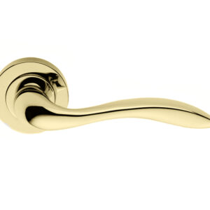 Manital Giava Door Handles On Round Rose, Polished Brass (Sold In Pairs)