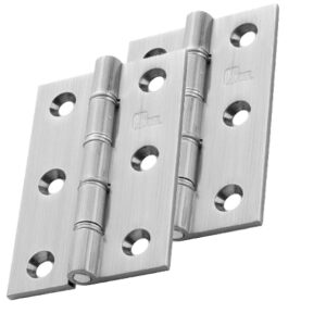 4 Inch Double Washered Hinges, Satin Chrome (Sold In Pairs)