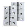 4 Inch Double Washered Hinges, Polished Chrome (Sold In Pairs)