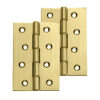 4 Inch Double Washered Hinges, Polished Brass (Sold In Pairs)