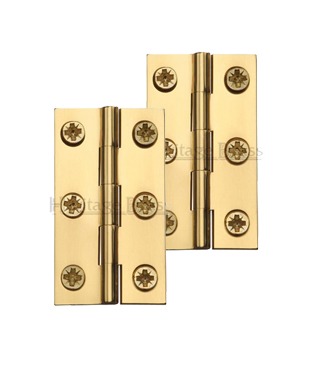 Heritage Brass Extruded Brass Cabinet Hinges (Various Sizes), Polished Brass (Sold In Pairs)