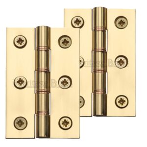 Heritage Brass 3 Inch Heavier Duty Double Phosphor Washered Butt Hinges, Polished Brass(Sold In Pairs)