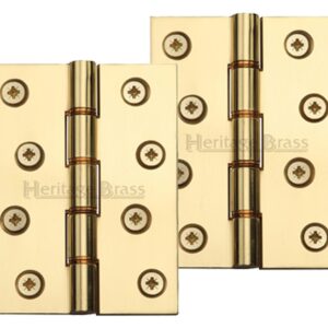 Heritage Brass 4 Inch Heavier Duty Double Phosphor Washered Butt Hinges, Polished Brass - (Sold In Pairs)