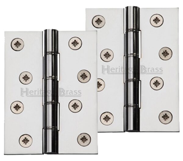 Heritage Brass 4 Inch Heavier Duty Double Phosphor Washered Butt Hinges, Polished Chrome - (Sold In Pairs)