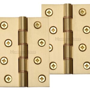 Heritage Brass 4 Inch Heavier Duty Double Phosphor Washered Butt Hinges, Satin Brass - (Sold In Pairs)