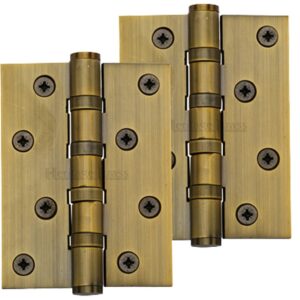 Heritage Brass 4" X 3" Ball Bearing (Steel Pin) Hinges, Antique Brass - (Sold In Pairs)