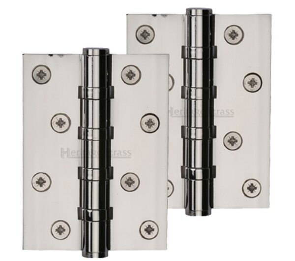 Heritage Brass 4" X 3" Ball Bearing (Steel Pin) Hinges, Polished Nickel - (Sold In Pairs)