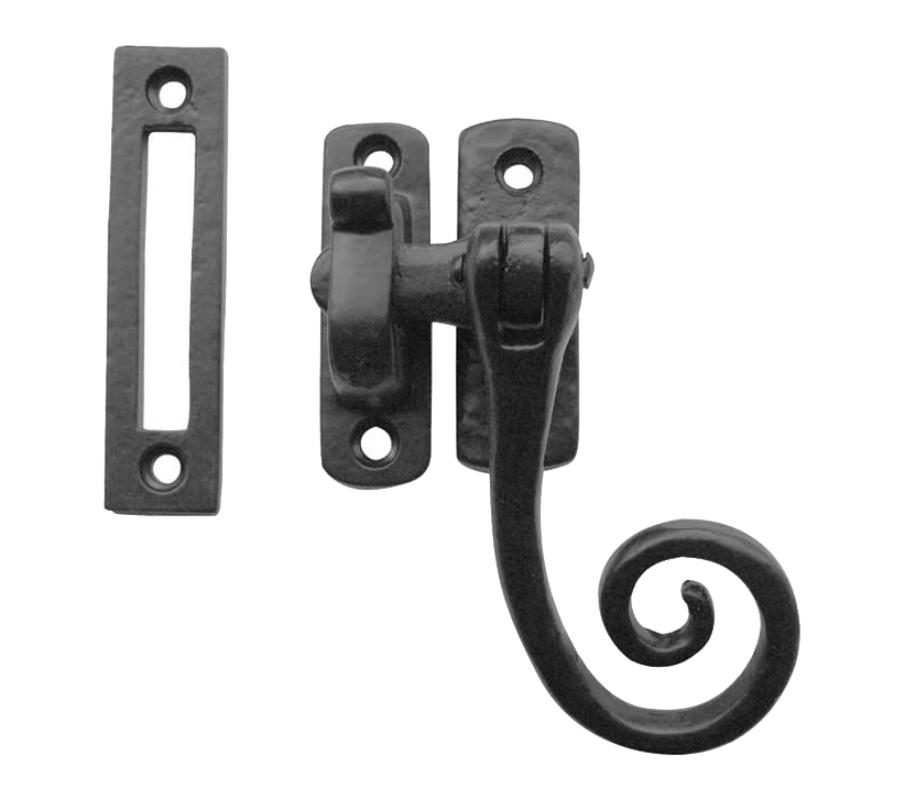 Frelan Hardware Casement Fastener Hook & Mortice Plate, Black Antique