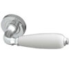 Frelan Hardware Oxford White China Door Handles On Round Rose, Polished Chrome (Sold In Pairs)